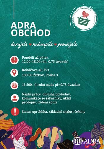 Prodavač/ka v Charitativním ADRA obchodě